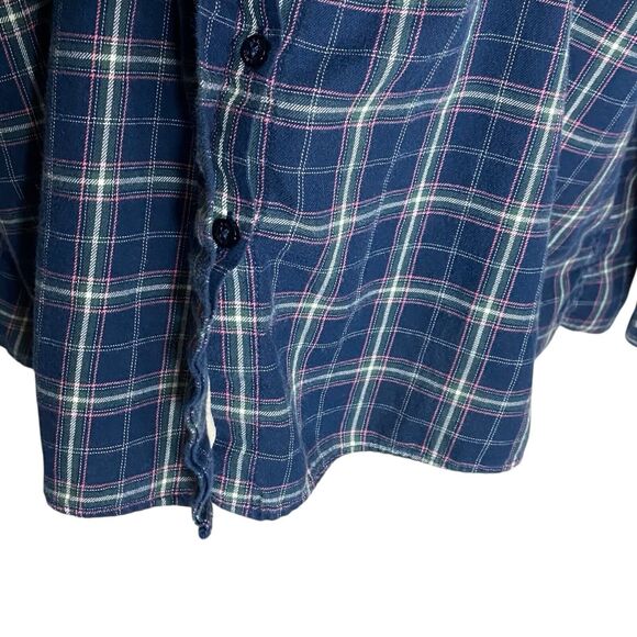 Vtg LL Bean Shirt Womens Large Flannel Plaid Lightweight Pintuck Western Cottage - Picture 9 of 16